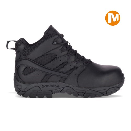 Dámské Pracovní Boty Merrell Moab 2 Mid Tactical Response Waterproof Comp Toe Černé (CZ. VHUYP)